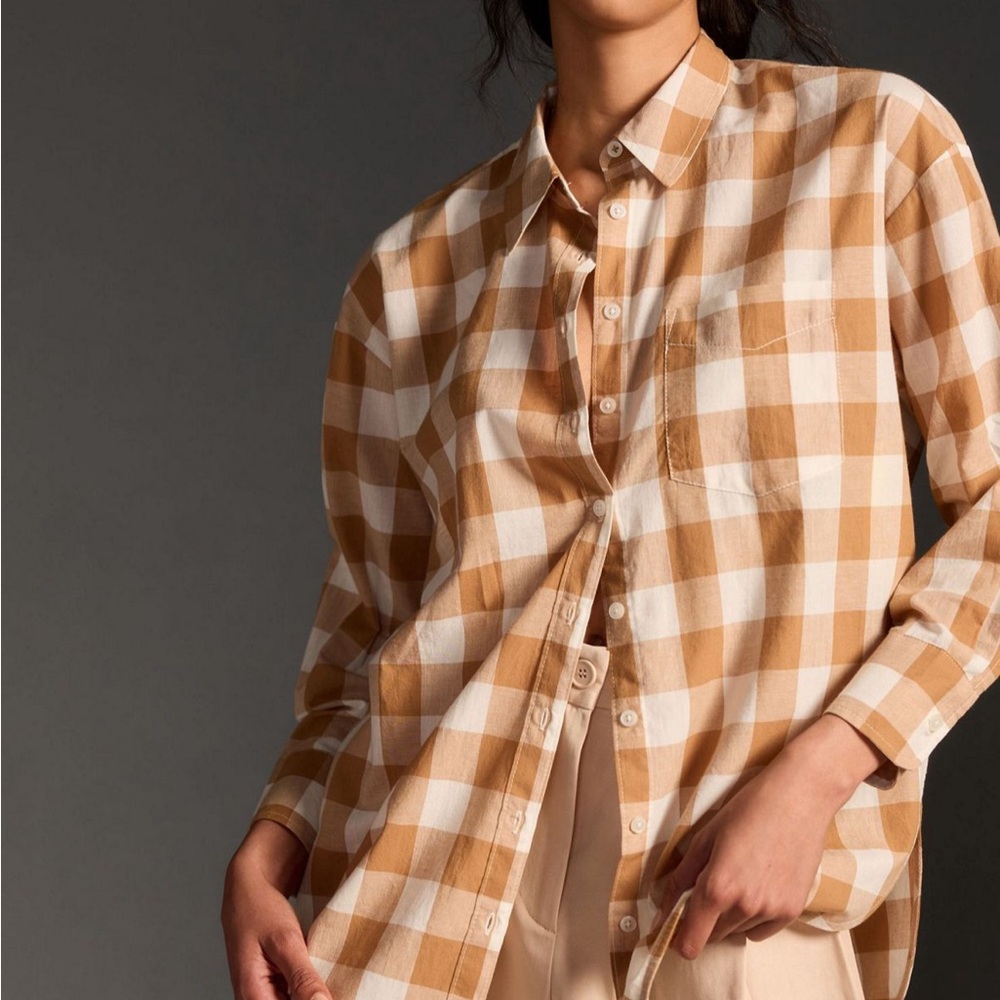 Maeve rust and White Checkered women’s  Shirt